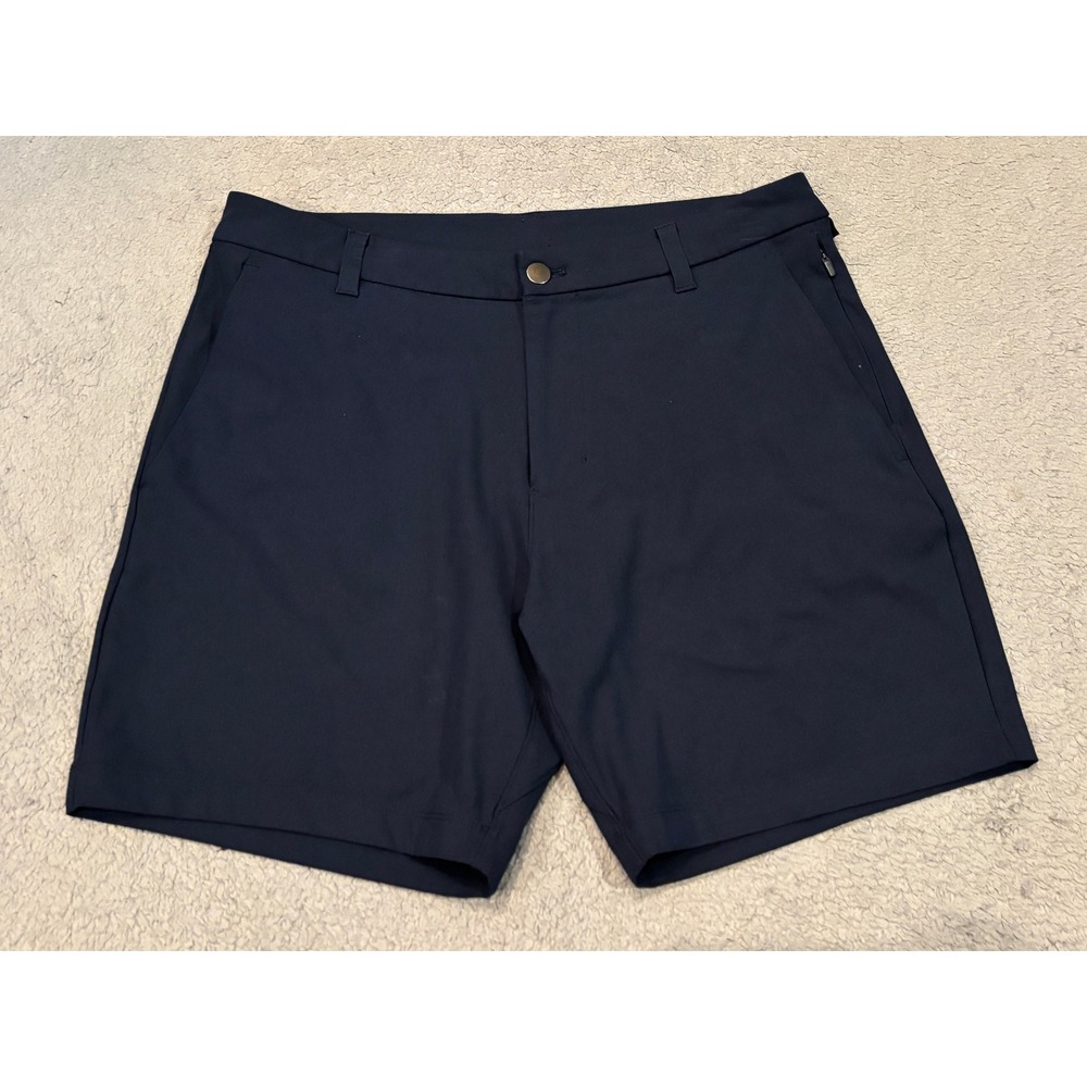 Lululemon Commission Golf Shorts Mens 32 Navy Blue 7 Inseam Chino Performance